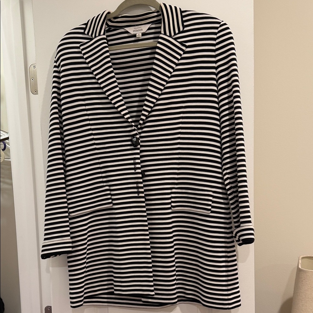 Misook Monochrome Striped Jacket